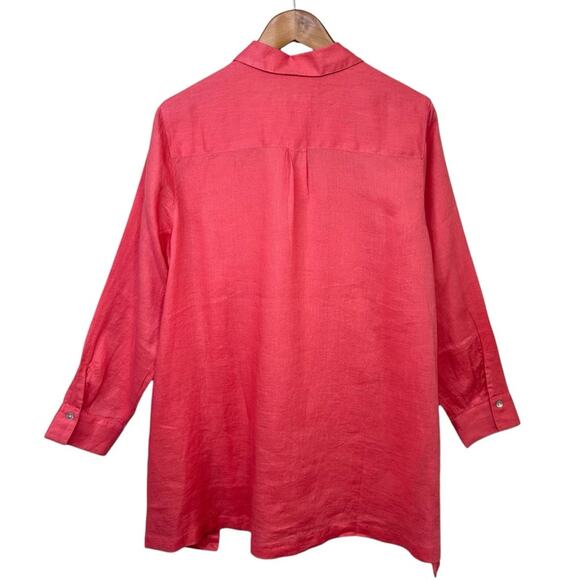 NEW  J.Jill 100% Linen Tunic  Light Papaya  Size 1X - Picture 3 of 14